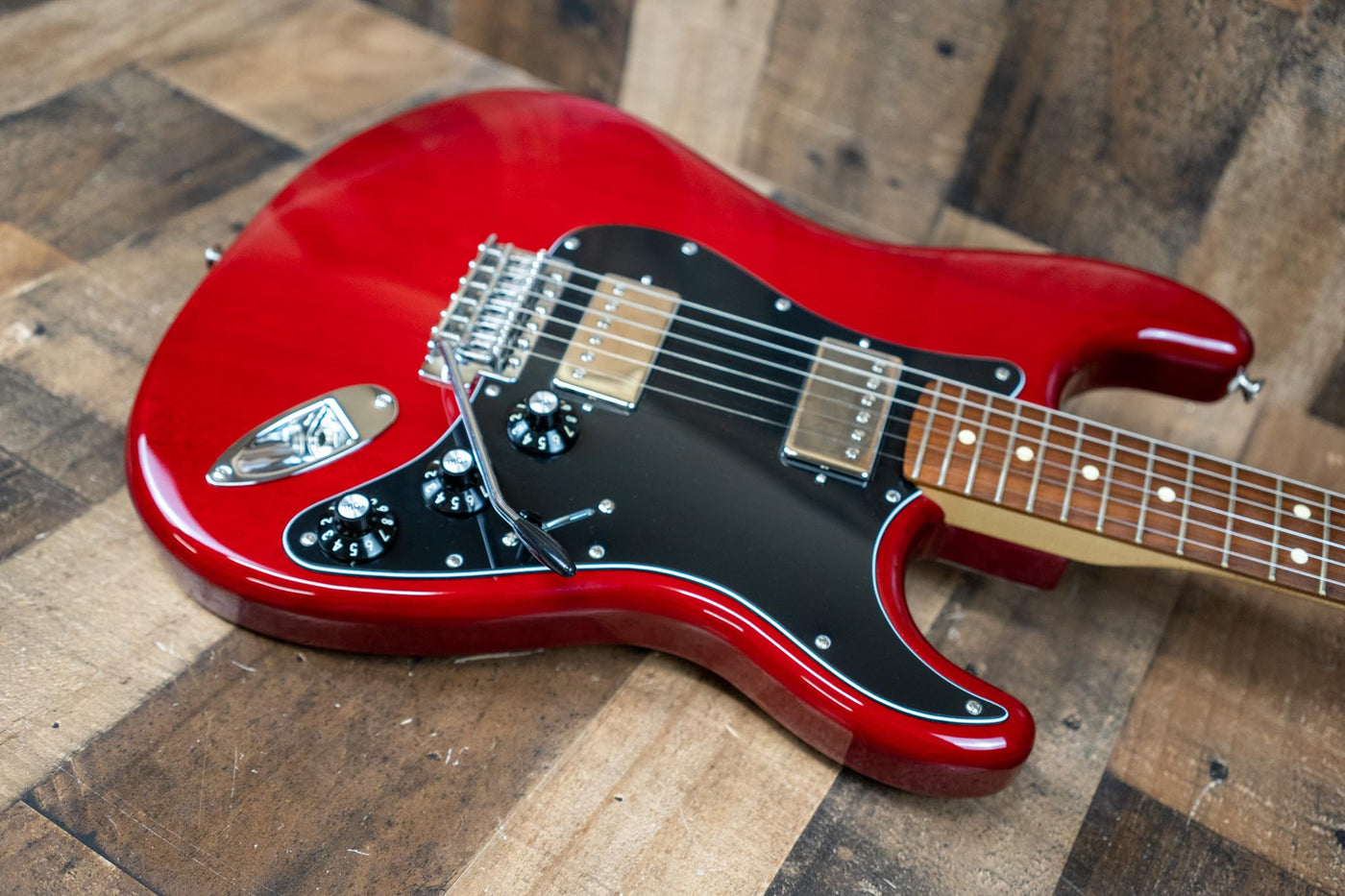 Fender FSR Mahogany Blacktop Stratocaster HH Crimson Red Transparent 2019 w/ Case Candy, Bag